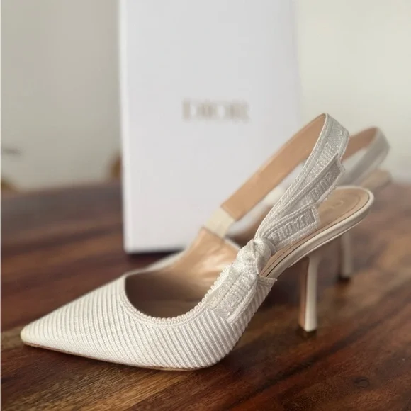 Dior Women's Elegant White Slingback Heels - Picture 1 of 14